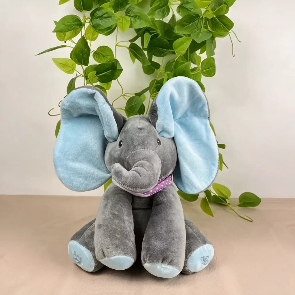 Peek-a-Boo Olifant in blauw