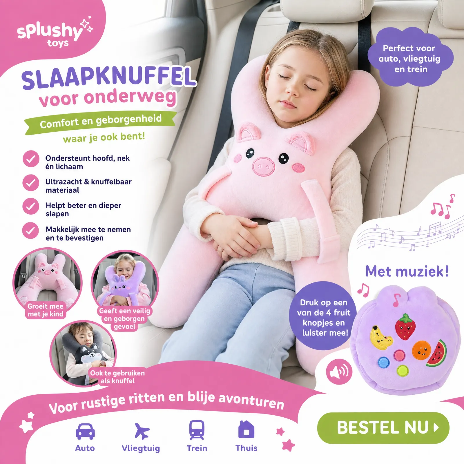 Splushy Car Pillow — comfort en geborgenheid onderweg